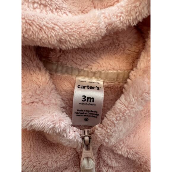 Lot of 4 Baby Girls Clothes 3 Months Pink Blue Brown Jacket One-Pieces Carter's - Picture 6 of 15